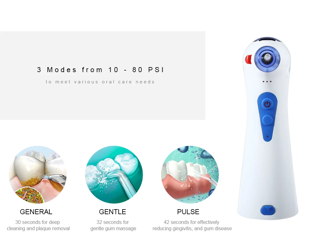 TODO W - 13 120ML Portable USB Oral Irrigator Dental Water Flosser Teeth Cleaning Tools with 2 Jet Tips