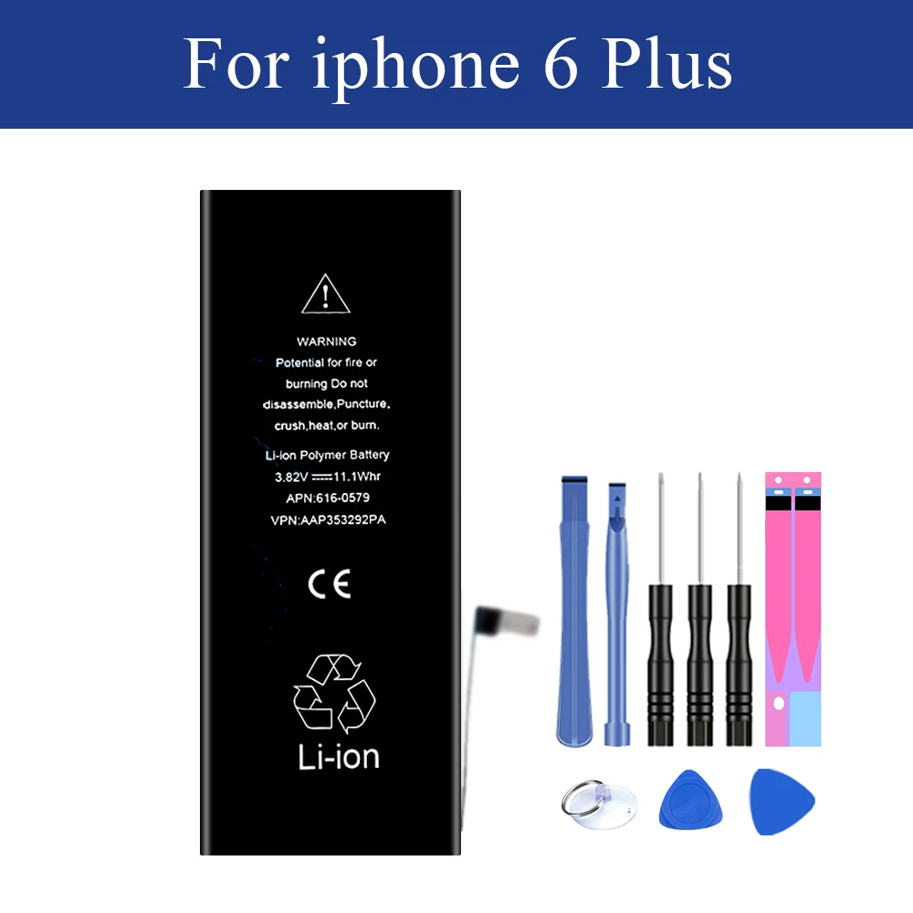 

New Lithium Polymer Battery For iPhone 6 Plus 6G Plus Internal Batteria Real Capacity 2915mAh with Free Tools Kit
