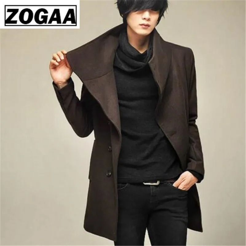 

Men's Korean Casual Formal Windbreaker Irregular Woolen Coat Men Fashion Slim Long Coats Student Woolen Windbreakers Gothic Punk