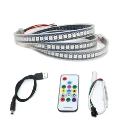 Питание от порта USB 5 В WS2812 IC WS2812B RGB Светодиодные ленты light 144 светодиодный s/m 5050 SMD Цвет изменение для фон ТВ PC задняя освещение настроения