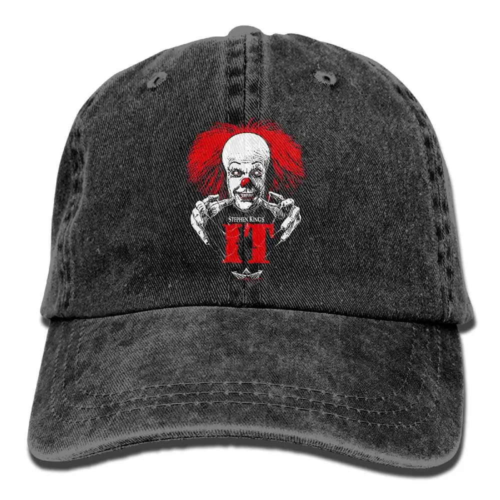 SAMCUSTOM pennywise 3D креативная индивидуальность Промытые джинсовые шапки осень лето для мужчин и женщин Гольф Sunblock хоккейные кепки - Цвет: Черный