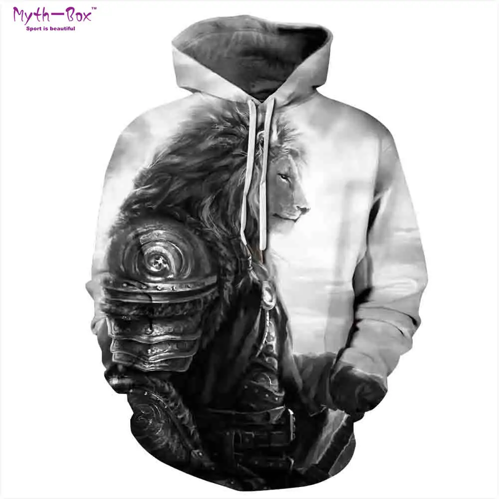

Women/Men Sport Hoodies Athleisure Hoody Sweater Lion Print Loose Sweatshirt Long Sleeve S-XXXL Running Cycling Hooded Sportwear