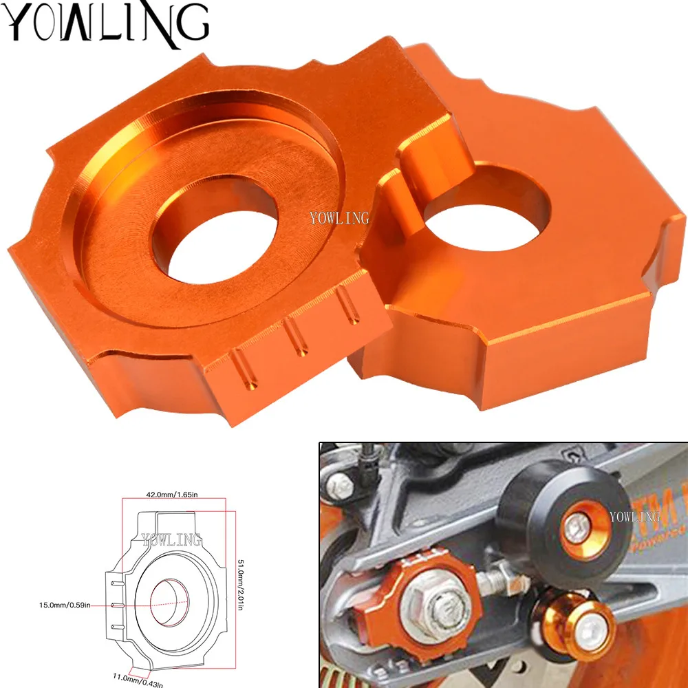 

Motorcycle Accessories Rear Axle Spindle Chain Adjuster Blocks for KTM RC 125 200 390 Duke 2011 2012 2013 2014 2015 2016 2017