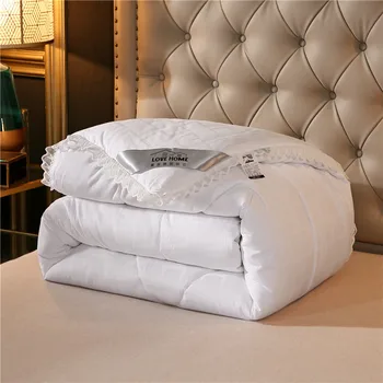 

100% Cotton All-Season White Pink Quilted Comforter 79"X91"/87"X94" with Corner Tabs Lightweight Ultra Soft Microfiber filling.