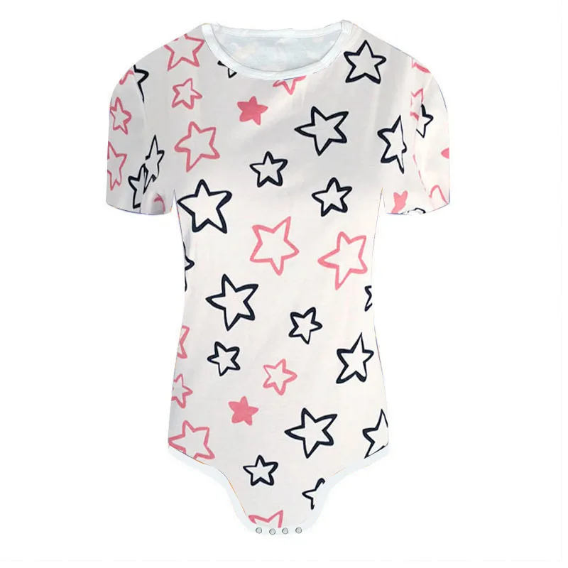 

ABDL/DDLG Adult Baby Diaper Lover (ABDL) Snap Crotch Romper Onesie - Star Pattern