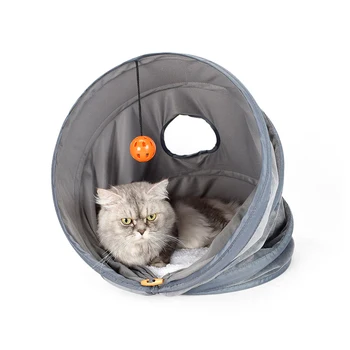 

3 in 1 Pet Cave Bed Cat Tunnel Toy Cat Pet Play Tunnel Collapsible Cats Tunnel with Removable Cushion Cat Bed