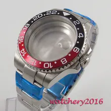 43 мм сапфир Стекло черного и красного цвета рамка Корпус часов fit 8205 8215 821A 2836 часовой механизм