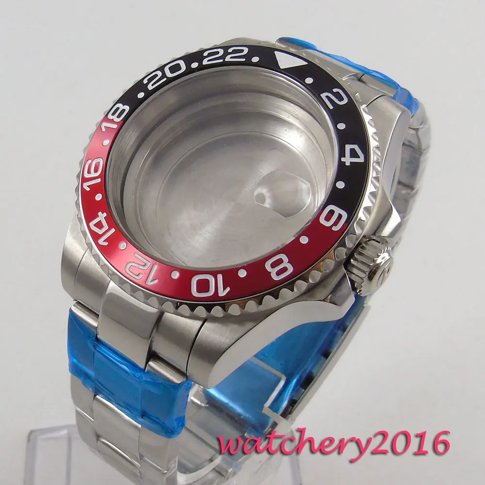 43mm Sapphire Glass black Red bezel Watch Case fit 2824 2836 Movement Watch Case 43mm Sapphire Glass black Red bezel Watch Case fit 2824 2836 Movement Watch Case