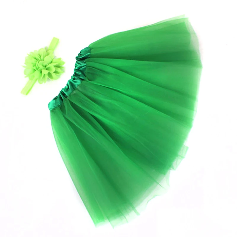 Новинка года; Милая юбка-пачка для маленьких девочек Детские вечерние юбки для балета разноцветные реквизиты для фотосессии+ повязка для волос; аксессуары - Цвет: Зеленый