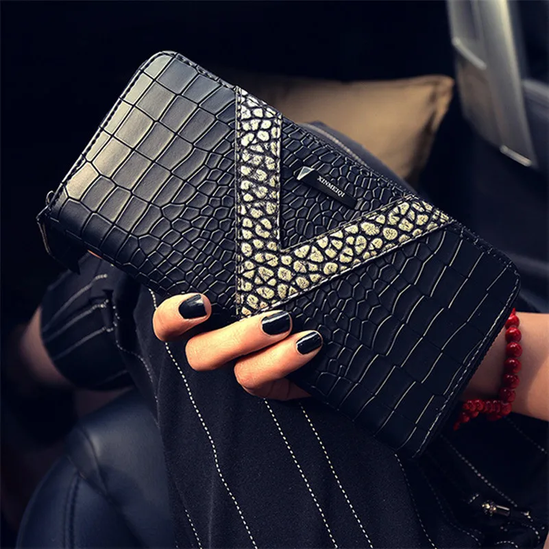 

Crocodile Pattern Women Wallets With Card Holder Zipper Long Phone Purse Large Capacity Lady Clutch Purse Fashion Women Hand Bag