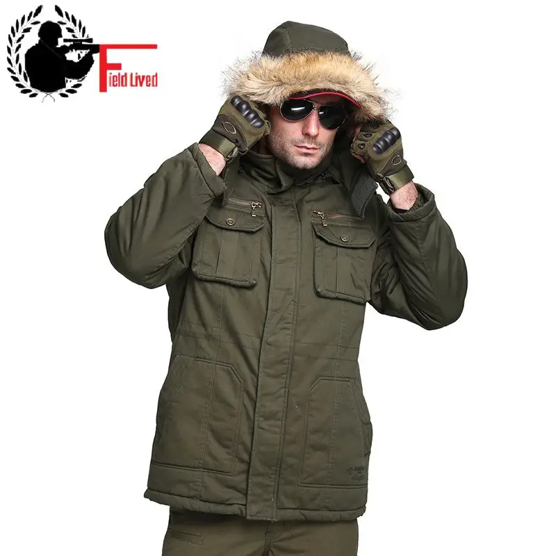

2019 Winter Men Jacket Long Fur Hood Collar Plus Size Thick Military Army Green Hooded Jacket Coat Male Parka Overcoat Large 4XL