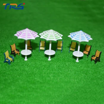 

20pcs 1:75 scale model furniture model outdoor sunshade&chair set for architecture sand table layout