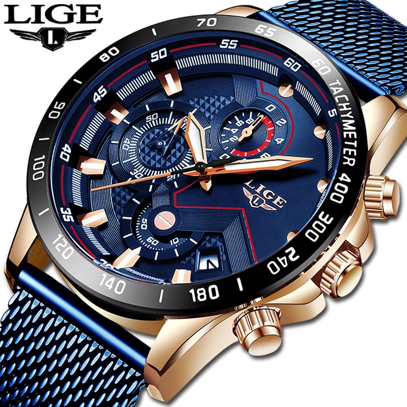

LIGE Mens Watches Top Brand Gift Luxury Waterproof Fashion Watch Quartz Watch Men Sport Chronograph reloj hombre dropshipping