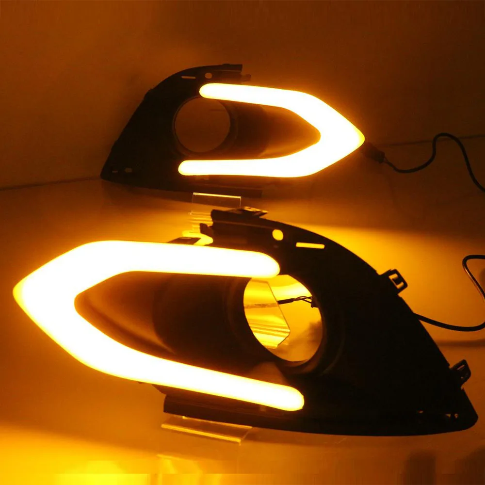 

2PCS For Mitsubishi Mirage 2016 2017 2018 Yellow Turn Signal Waterproof Car DRL Lamp 12V LED Daytime Running Light