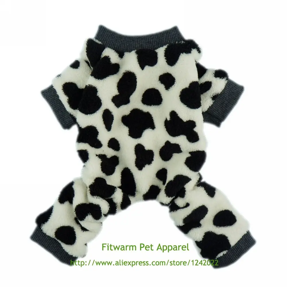 Fitwarm очаровательные молочные коровы Одежда для собак Удобная бархатная зимняя Пижама накидка комбинезон XS маленький средний большой