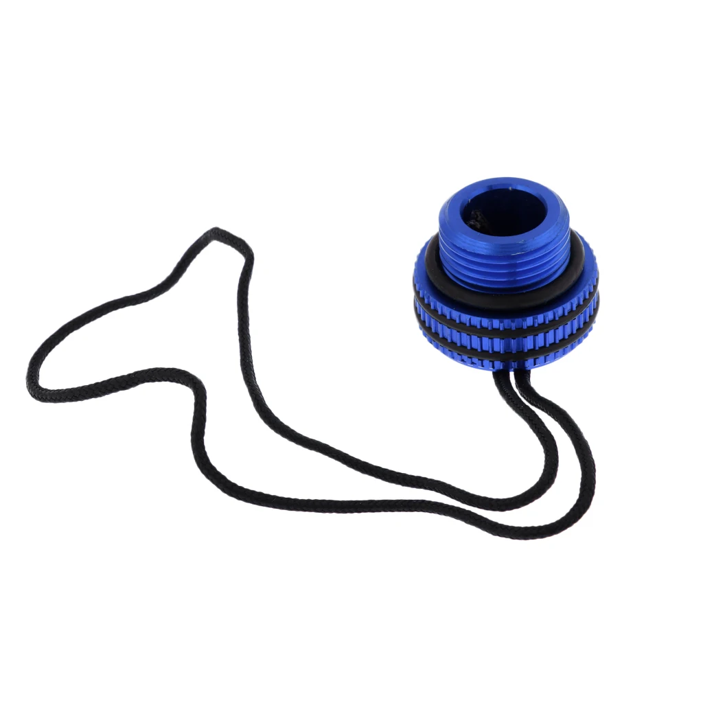 Aluminum Alloy Scuba Diving Dive Tank Valve Threaded Dust Plug  Cover Tank Protection with Attachment Lanyard Accessories