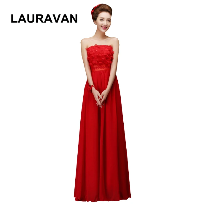 

red chiffon a line pageant teens girls women elegant dress strapless prom dresses for woman 2020 floor length gown