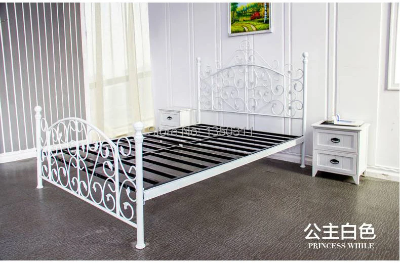 Noble iron double single bed 1.5 meters 1.8 European pastoral student bed iron bed princess bed rack Noble iron double single bed 1.5 meters 1.8 European pastoral student bed iron bed princess bed rack