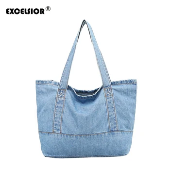 

EXCELSIOR Denim Handbag Fancy Shoulder Bags for Women 2020 Women's Small Handbag High Quality Jeans bolso mujer feminina