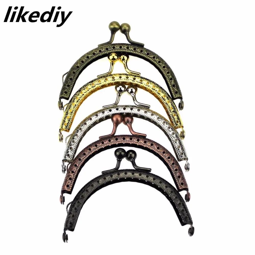 

10 pcs/lot 8.5 cm high quality ball head Mixed 5 color embossing metal purse frame Kiss clasp clutch DIY handbag accessory