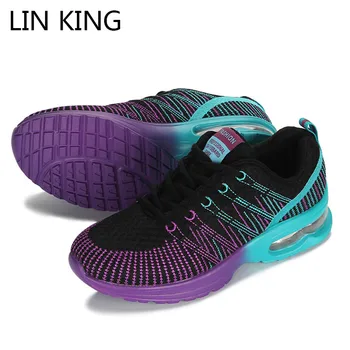 

LIN KING Fashion Lace Up Women Sneakers Outdoor Casual Shoes Breathable Trainers Shoes Thick Sole Ladies Travel Shoes Big Size