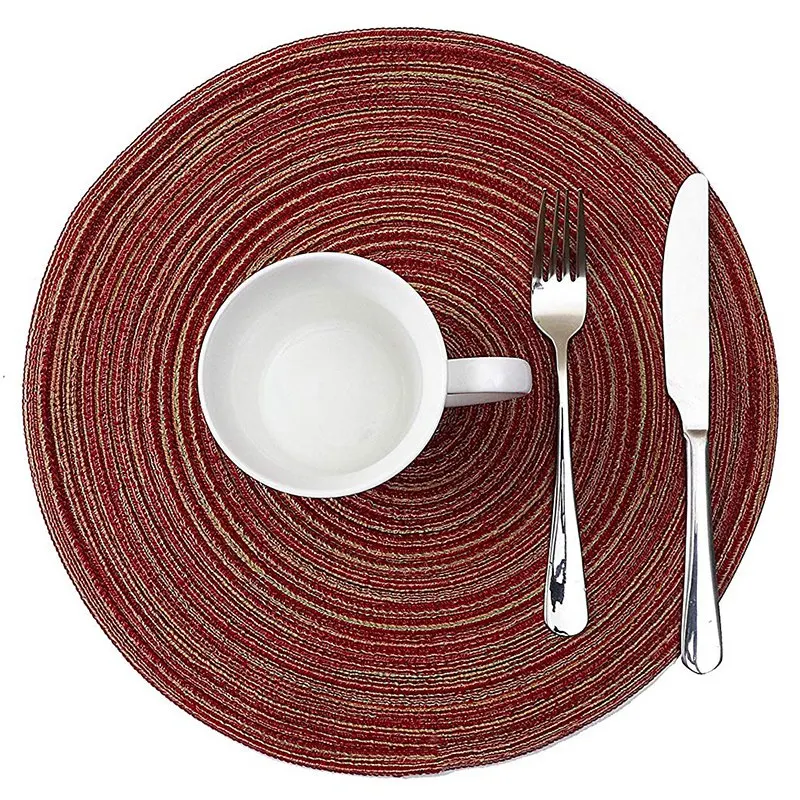 جولة المفارش ل طاولة طعام الحرارة مقاومة Wipeable تحديد الموقع قابل للغسل المطبخ مكان الحصير مجموعة من 4 ، الأحمر جولة جولة المفارش ل طاولة طعام الحرارة مقاومة Wipeable تحديد الموقع قابل للغسل المطبخ مكان الحصير مجموعة من 4 ، الأحمر جولة