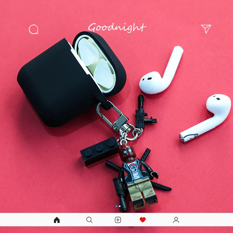 

Cool Deadpool Decorative Silicone Case for Apple Airpods Case Bluetooth Earphone Protective Cover Bag Case Box Keychain Decor