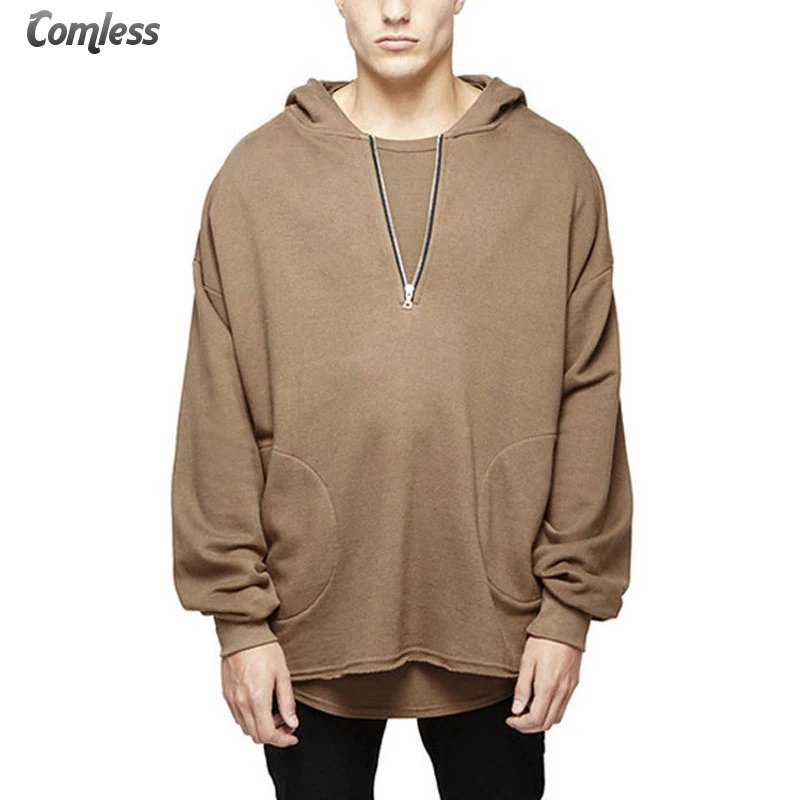 Hoodies Men New Autumn Fashion Brand Zipper Collar Design Hooded Long Hoodies And Sweatshirts Men Side Pockets Cotton Tracksuit