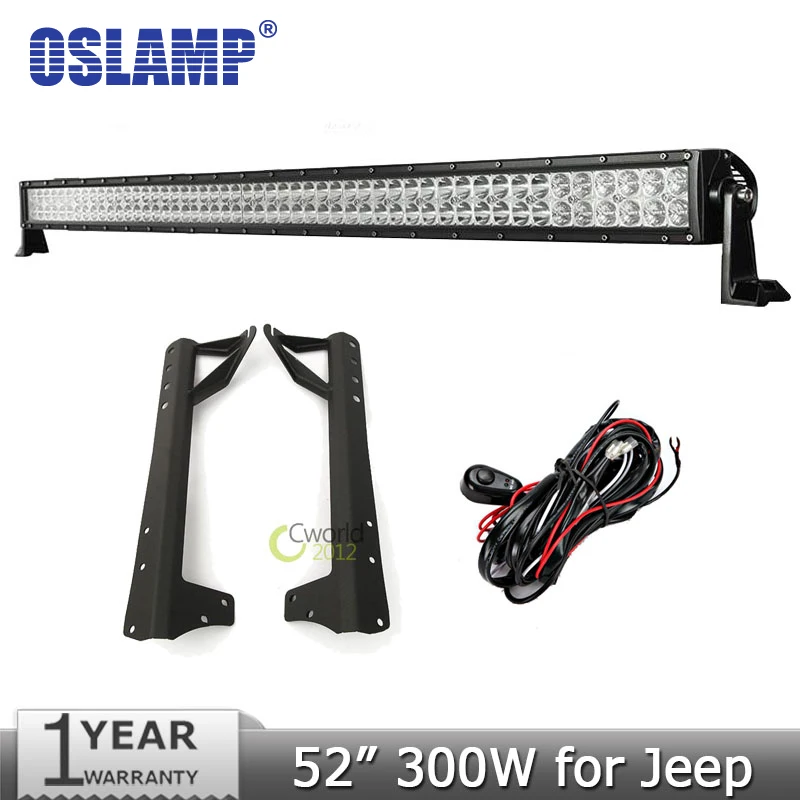 

Oslamp 52 inch 300W CREE Chips LED Light Bar Offroad 12V/24V Combo Beam LED Work Light+Mount Brackets For Jeep Wrangler JK 07-15