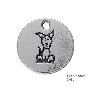 

Ancient Silver Cute Dog Disc Coin Pendant Slide Charms Necklace Jewelry DIY Accessories Handmade Keychains Bracelets Making