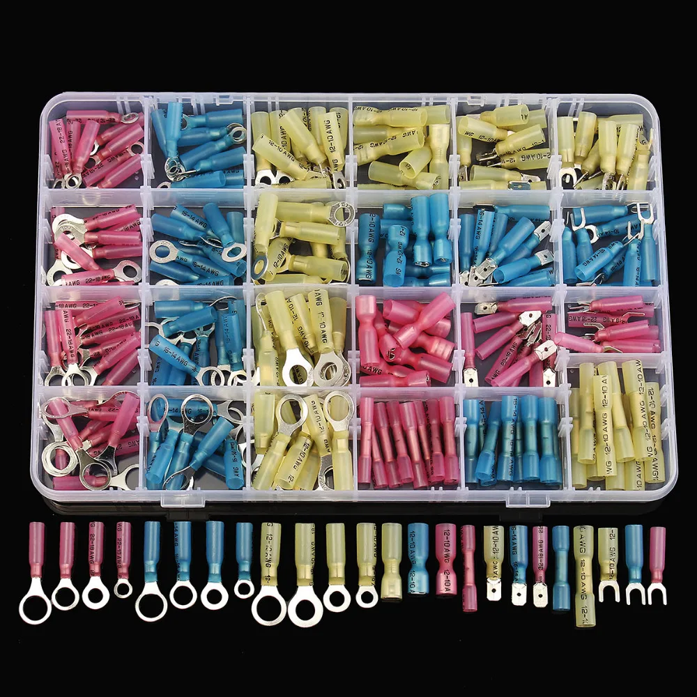 240PCS Red Blue Yellow Heat Shrink Butt Crimp Automotive Terminals