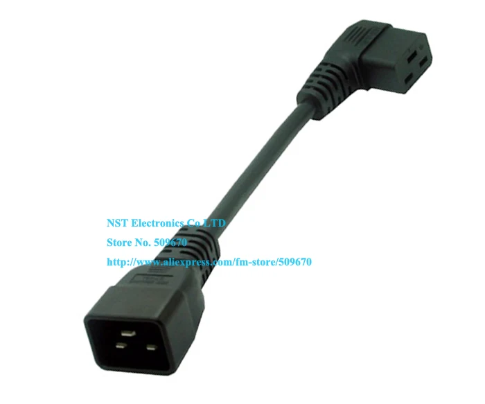 IEC 320 C20 Male to C19 Female Right Angled Short Adapter Power Cable ...