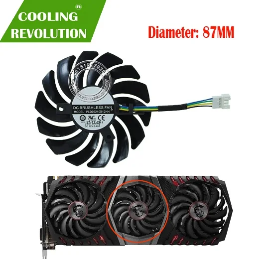 Вентилятор для видеокарты PLD10010B12HH PLD09210B12HH 4Pin для MSI GEFORCE GTX 1080 Ti Gaming X Trio, Охлаждающие вентиляторы для видеокарт - Цвет лезвия: 87MM 1 connector