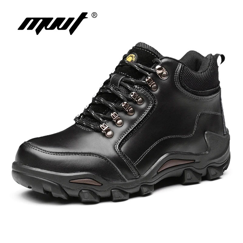 

MVVT Genuine Leather Boots Men Winter Snow Waterproof Work Safety Winter Books For Men Outdoor Cross Country Military Boots