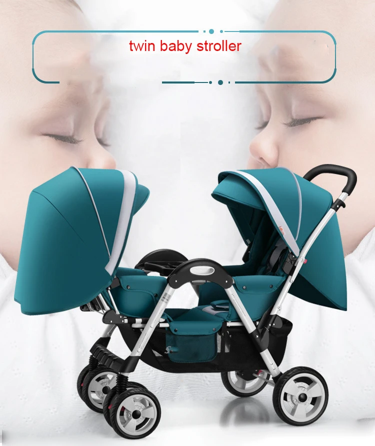 Парные Детские коляски для мальчика и девочки могут сидеть полулежа двойной лицом к лицу с ударной складной тележкой