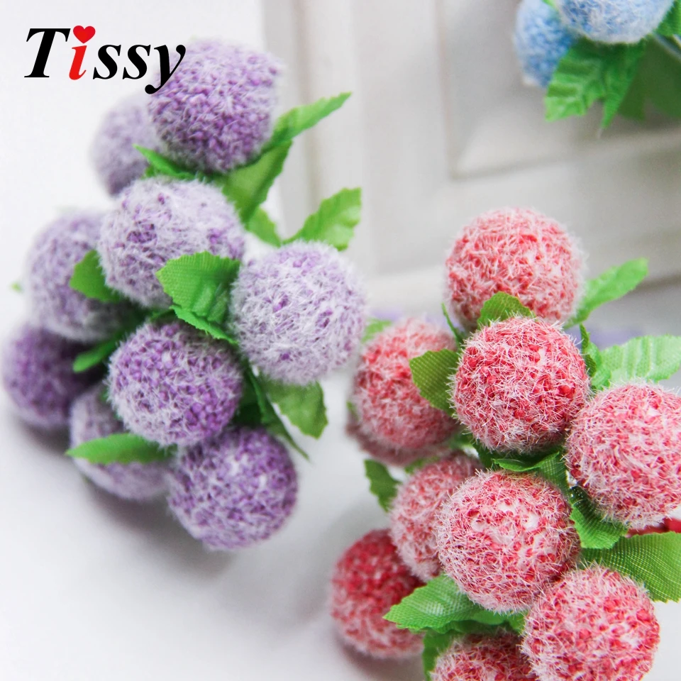 10pcs/lot Mini Artificial Berry Foam Stamen Scrapbooking Flower for Home Wedding Decoration Candy Box crafts Supplies
