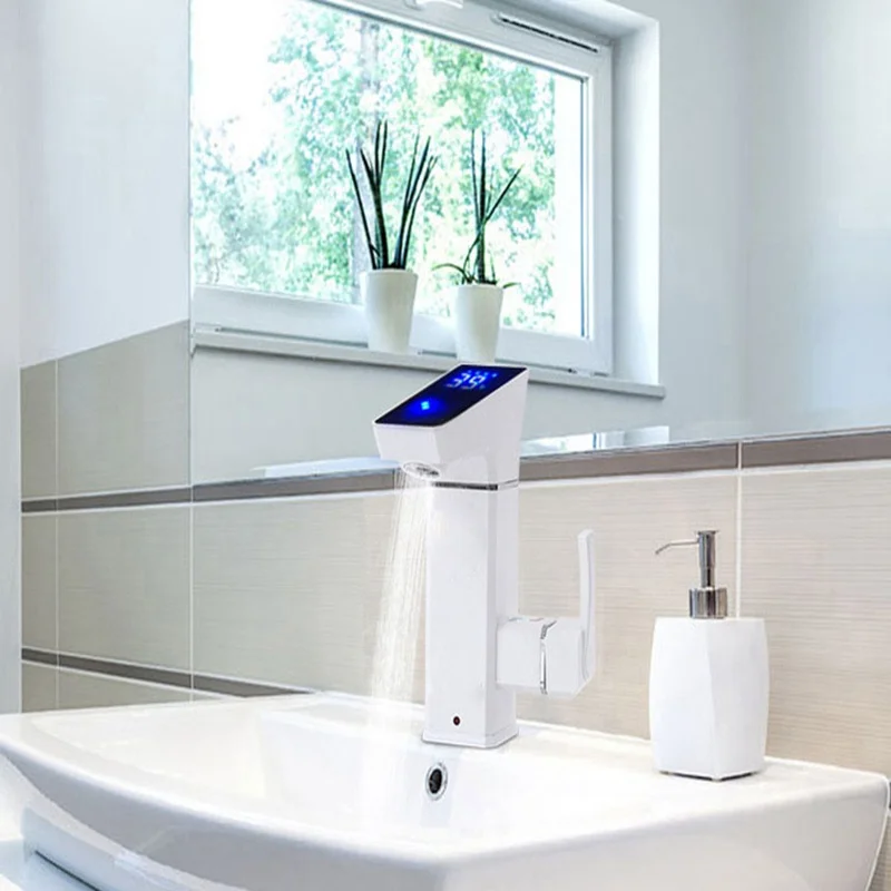 

Electric Water Heater Tap Instant Tankless Digital Display Large Screen Leakage Protection Kitchen 3000W Hot Warmer Shower Room