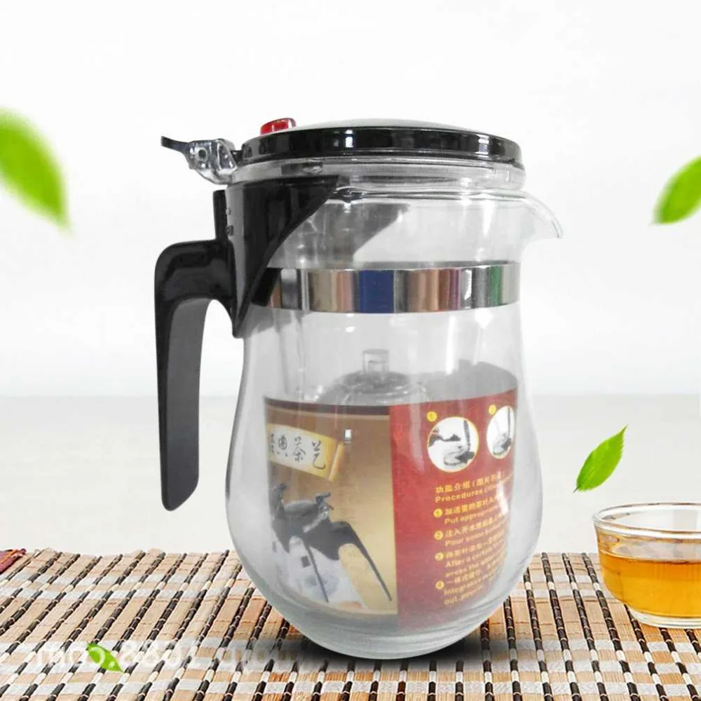 

500ml Heat Resistant Glass Tea Pot Chinese Kung Fu Tea Set Puer Kettle Flower Tea Pot Convenient Home Office Teaset