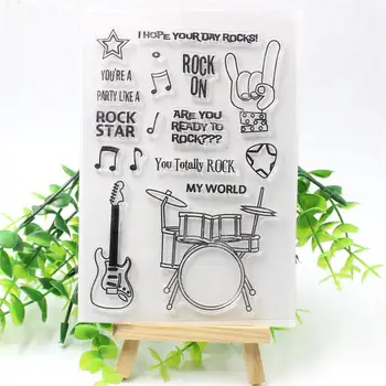 

Rock On Transparent Clear Silicone Stamps for DIY Scrapbooking/Card Making/Kids Fun Decoration Supplies