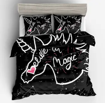 

Hot 3d animal bedding set king queen full twin size 2/3pcs horse black white duvet quilts cover pillow cases boys bedclothes