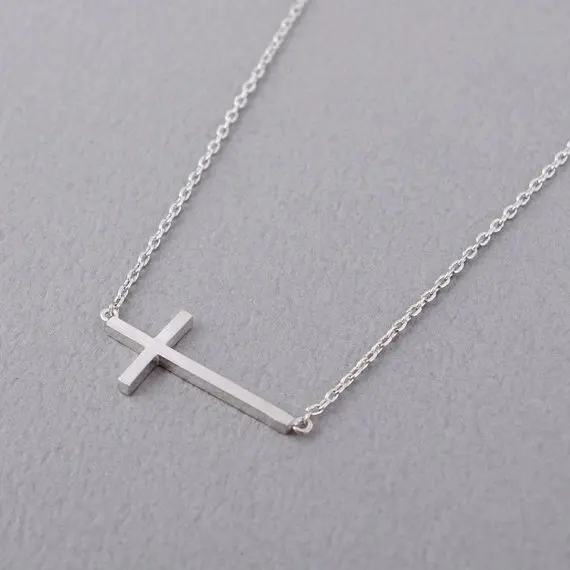 Sideways Cross Necklace In Silver.jpg