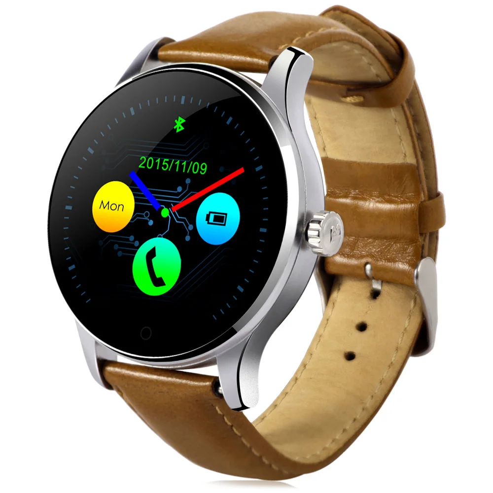 K88H Смарт-часы MTK2502 Bluetooth 4,0 Dail ответ на вызов отслеживание сердечного ритма шагомер наручные часы Смарт-часы для Android IOS - Цвет: Brown Leather