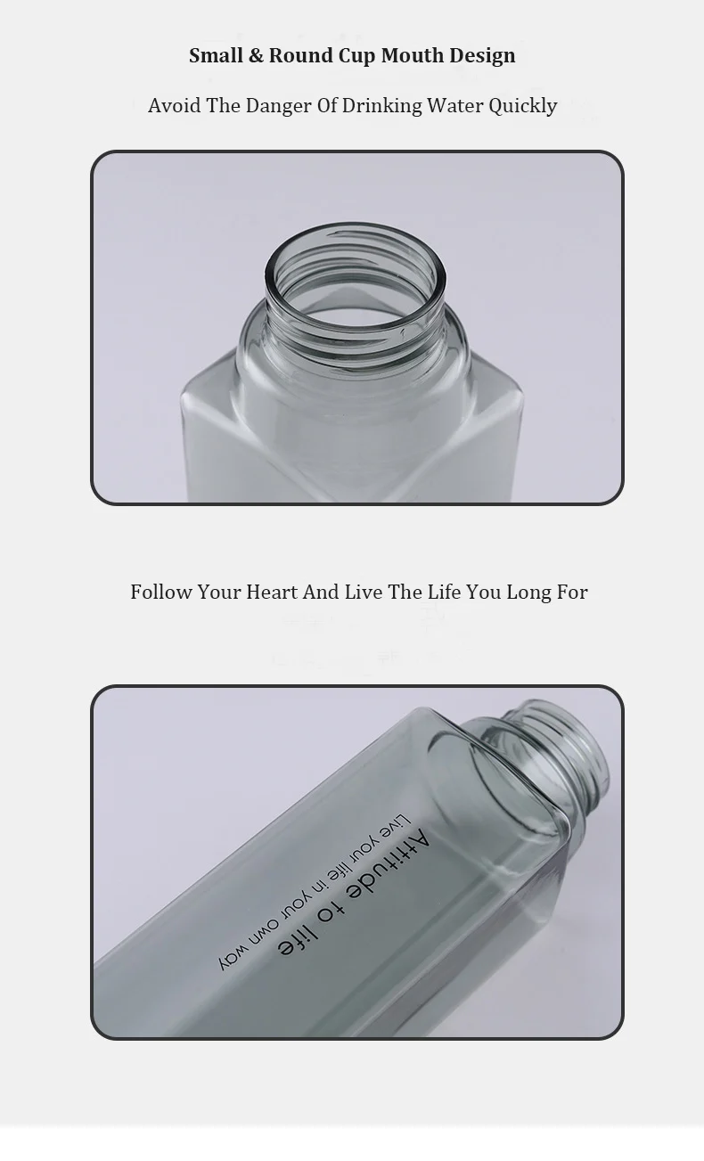 Water Bottle 480ml bpa free Square Plastic Water Bottle For Sports camping hiking Travel Portable  drinking bottles water Gifts (12)
