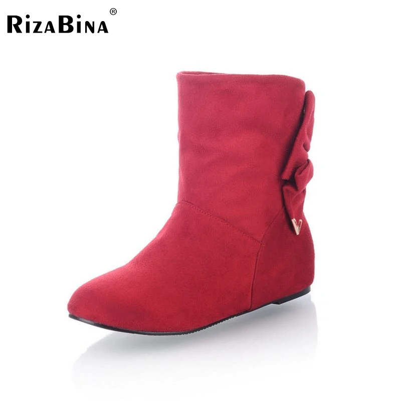 

size 31-43 women flat boots half short boot fashion bowtie warm autumn winter botas quality brand footwear shoes P20164