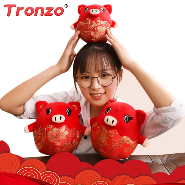 Tronzo 2019 Pig Year Kawaii China Dress Mascot Pig Plush Pig Soft
