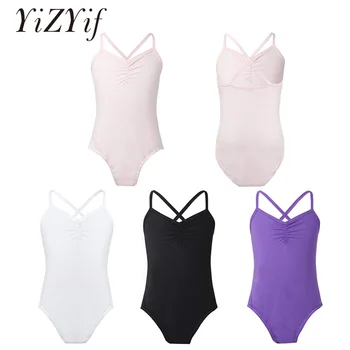 

YiZYiF Kids Girls gymnastics leotard ballerina Dance costume Spaghetti Strap Criss Cross Ballet Leotard For girls Dance Wear