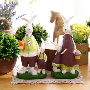 

Hot Sale Easter Gifts Home Decor Resin Mother Rabbit with Baby Bunny Figurine