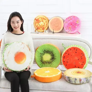 

Washable type fruit watermelon pizza eggs cushion 3D real life fruit pillow office cushion sofa cushion chair cushion thick