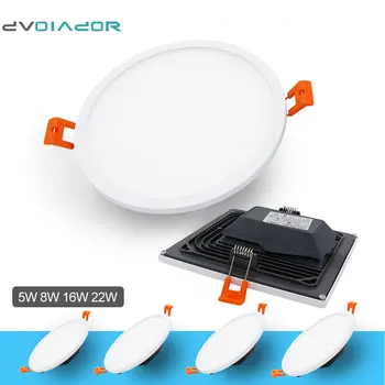 

Recessed LED Panel Downlight Built-in LED Driver [DVOLADOR] 5W 8W 16W 22W Non-Dimmable Ultra thin LED Ceiling Lamp AC85-265V