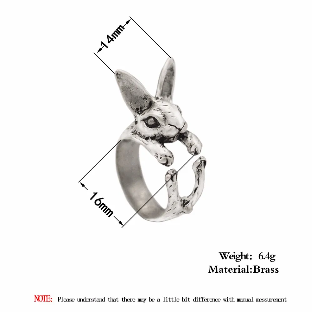 Cxwind регулируемое милое кольцо «кролик» хиппи шикарное античное бронзовое черное животное кролик кольца ювелирные изделия для любителей домашних животных лучший подарок